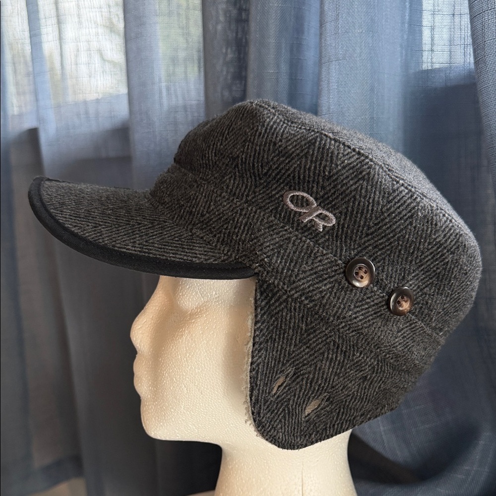 Outdoor Research Yukon Gray Wool Cap with Ear Flaps